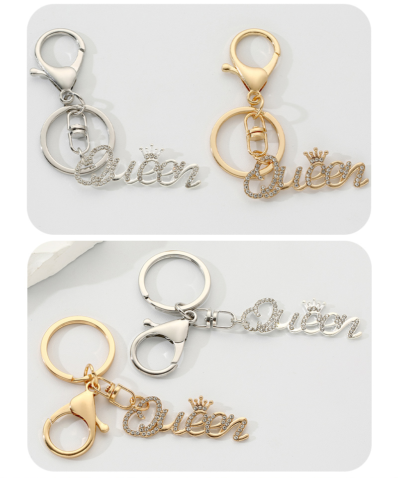 Simple Style Classic Style Commute Letter Crown Alloy Inlay Rhinestones Bag Pendant Keychain display picture 3