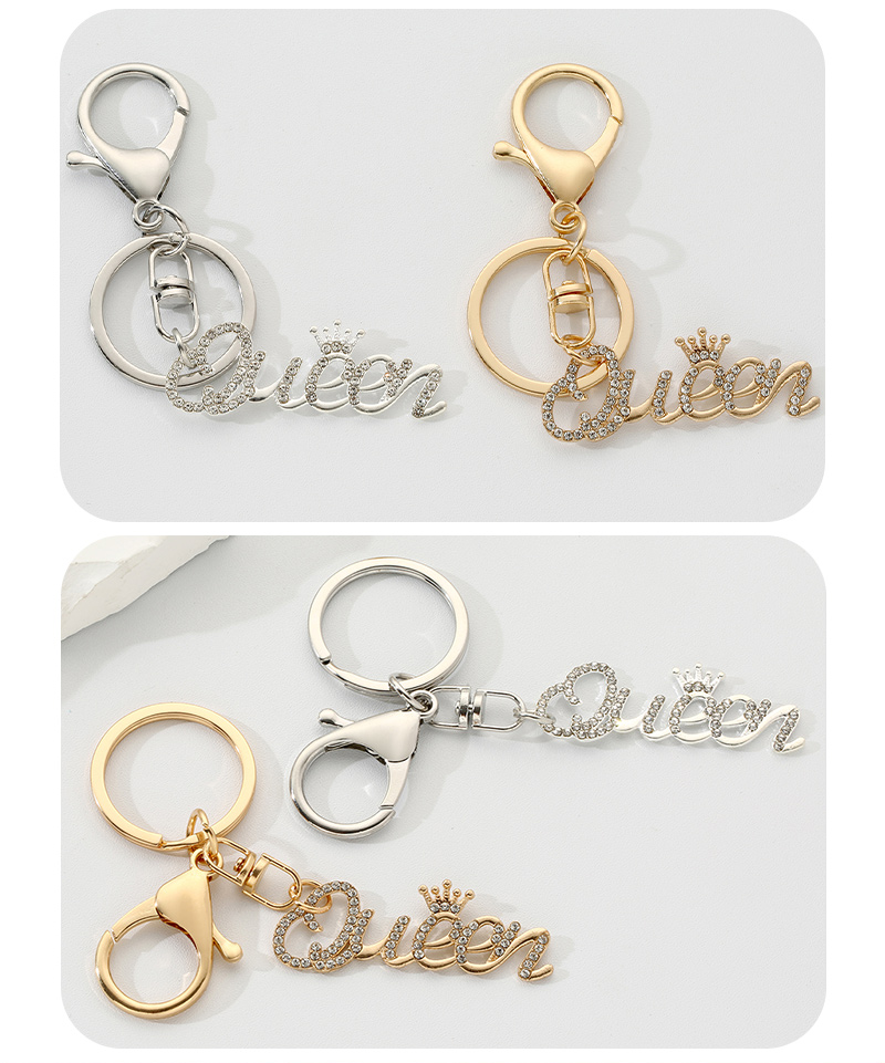 Style Simple Style Classique Commuer Lettre Couronne Alliage Incruster Strass Pendentif De Sac Porte-Clés display picture 3