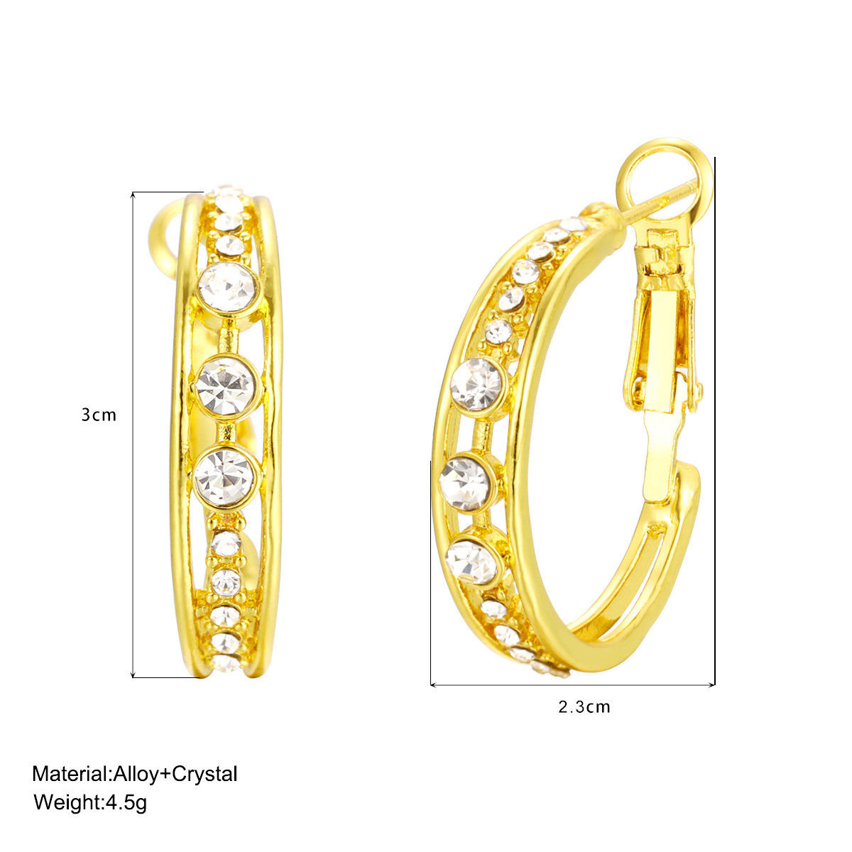 1 Pair Lady Modern Style Classic Style C Shape Inlay Alloy Rhinestones Earrings display picture 2