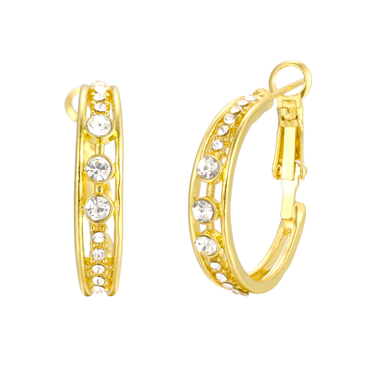 1 Pair Lady Modern Style Classic Style C Shape Inlay Alloy Rhinestones Earrings display picture 1