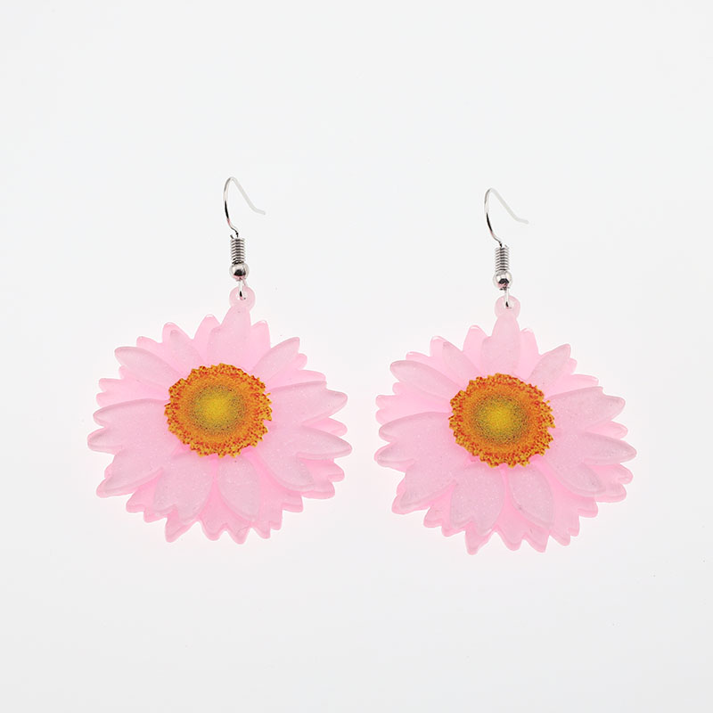 1 Pair Cute Simple Style Flower Arylic Alloy Drop Earrings display picture 2