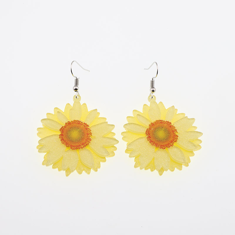 1 Pair Cute Simple Style Flower Arylic Alloy Drop Earrings display picture 7