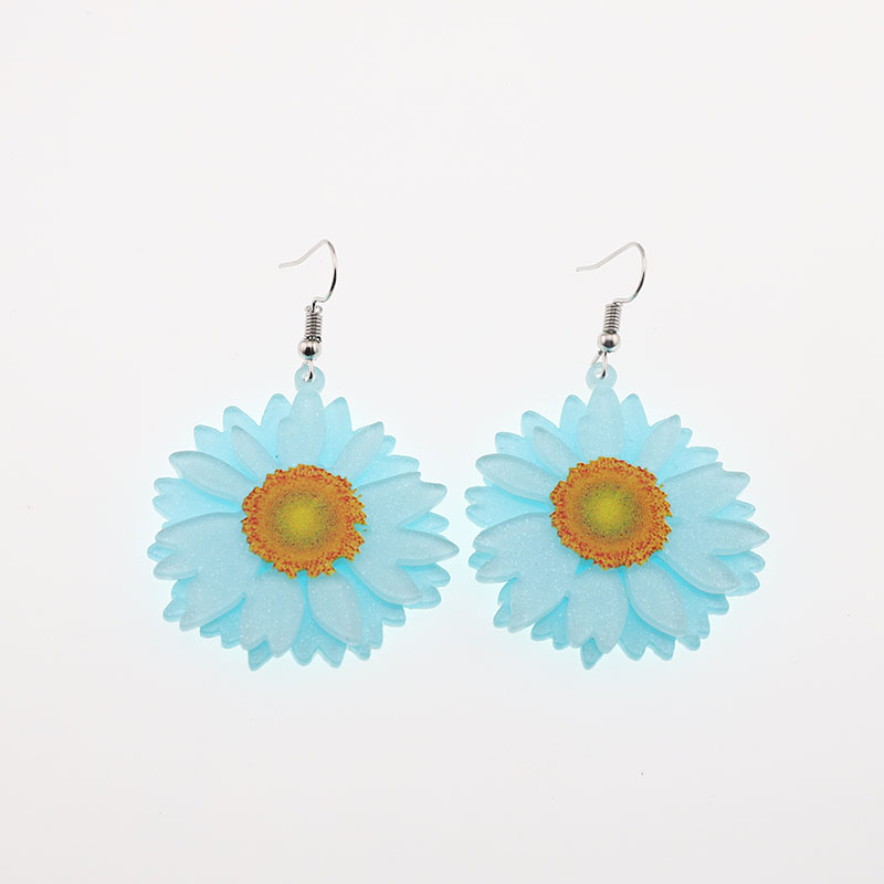 1 Pair Cute Simple Style Flower Arylic Alloy Drop Earrings display picture 4