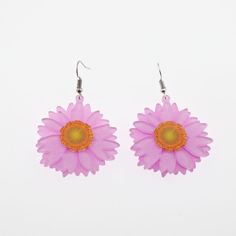 1 Pair Cute Simple Style Flower Arylic Alloy Drop Earrings display picture 8