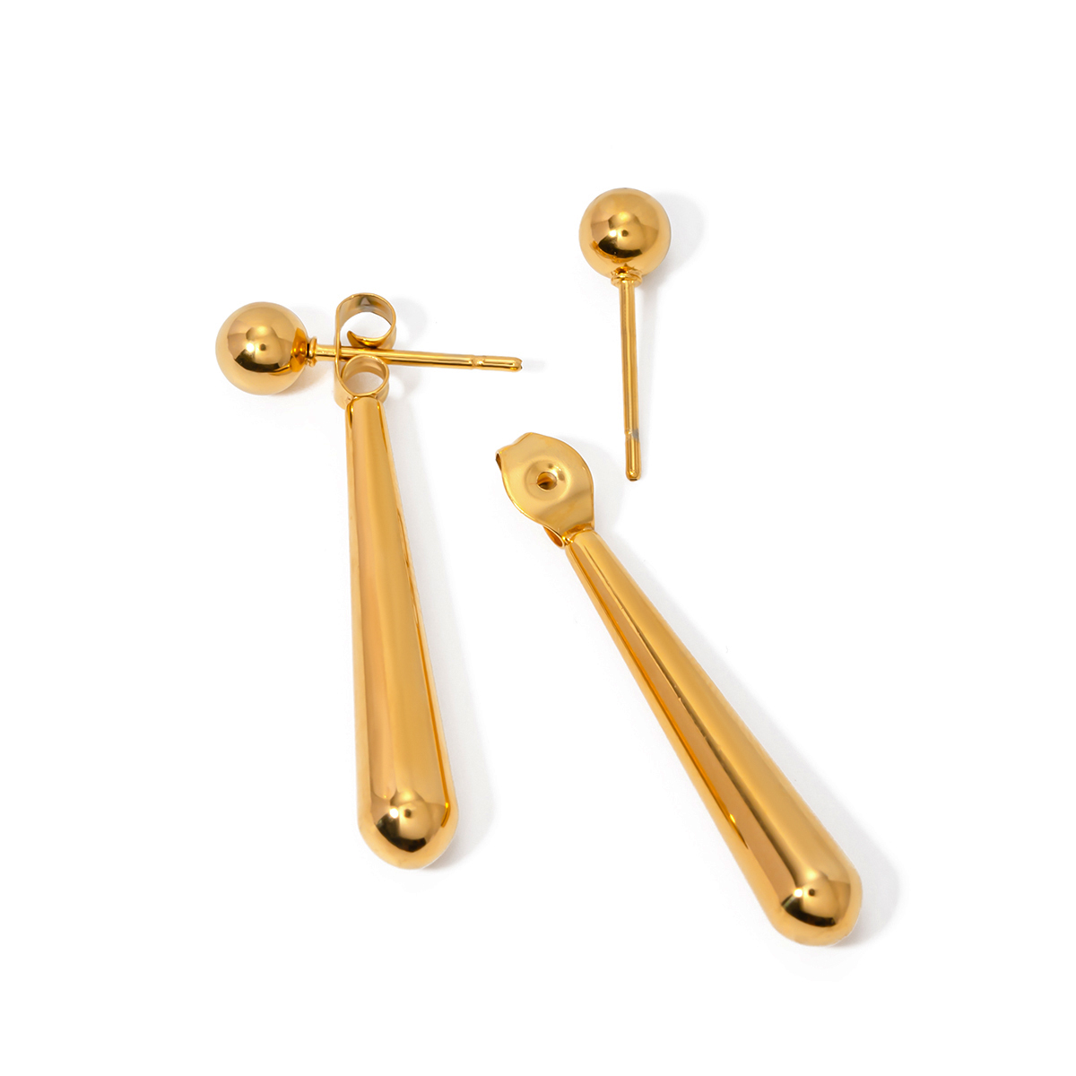 1 Pair IG Style Simple Style Water Droplets 304 Stainless Steel 18K Gold Plated Drop Earrings display picture 5