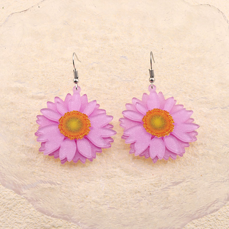 1 Pair Cute Simple Style Flower Arylic Alloy Drop Earrings display picture 11