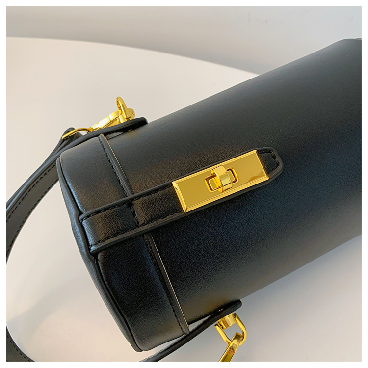 Women's Medium Pu Leather Solid Color Vintage Style Classic Style Sewing Thread Cylindrical Lock Clasp Crossbody Bag display picture 2