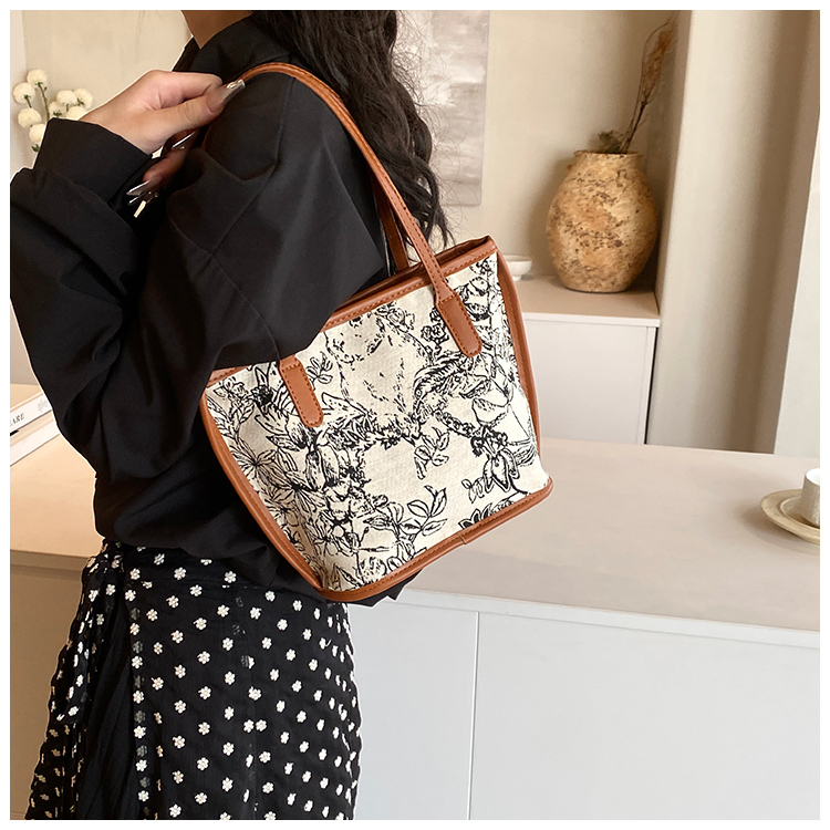 Women's Medium Cloth Flower Classic Style Sewing Thread Zipper Shoulder Bag display picture 13