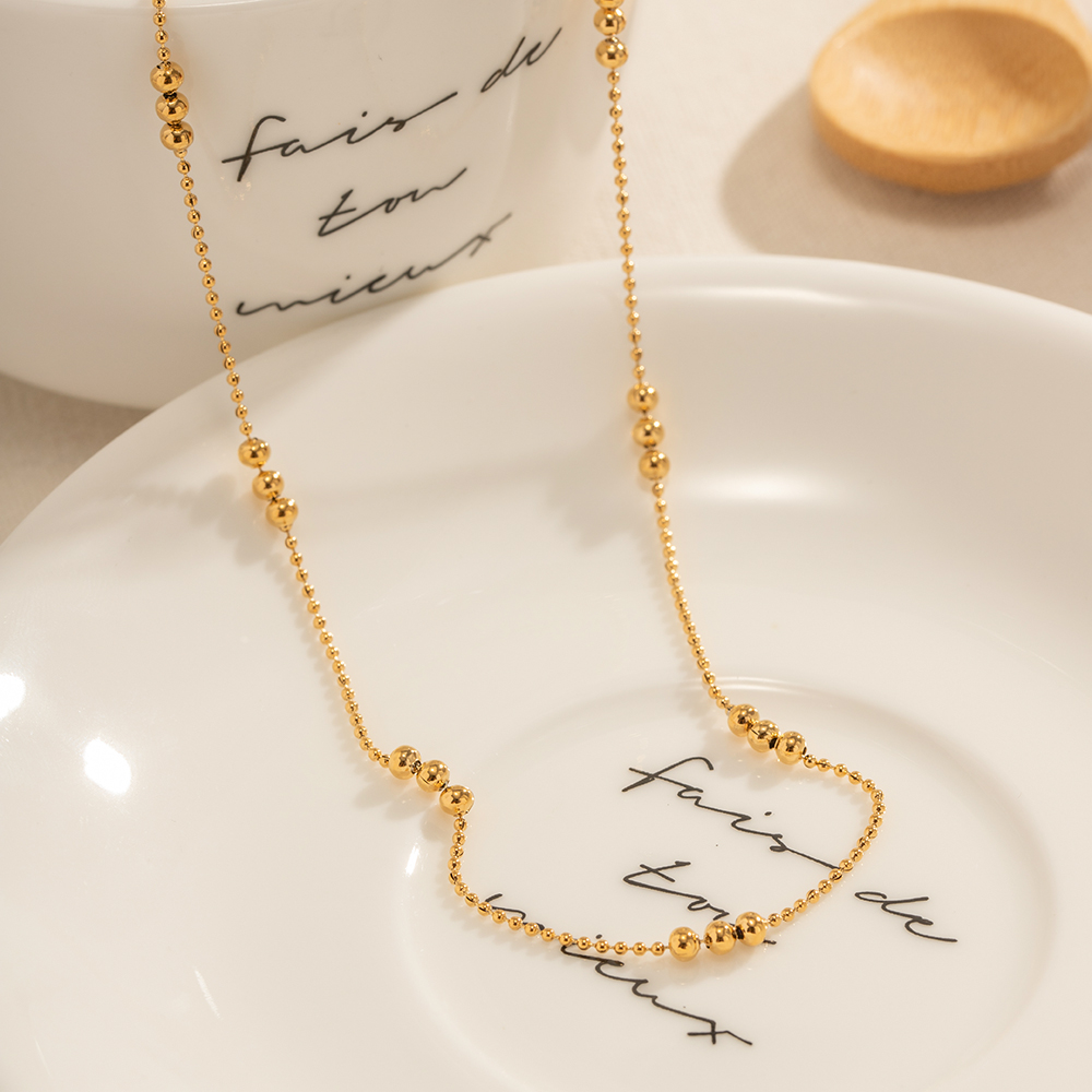 304 Stainless Steel 18K Gold Plated IG Style Simple Style Plating Solid Color Necklace display picture 2