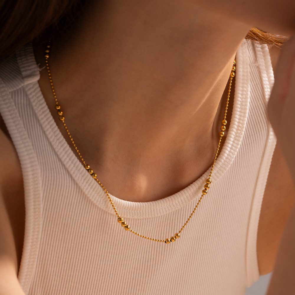 Acier Inoxydable 304 Plaqué Or 18K Style IG Style Simple Placage Couleur Unie Collier display picture 9