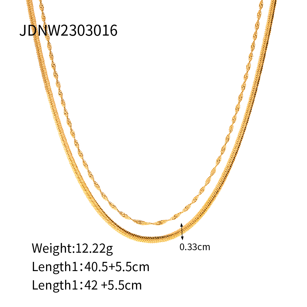 304 Stainless Steel 18K Gold Plated IG Style Simple Style Solid Color Double Layer Necklaces display picture 1