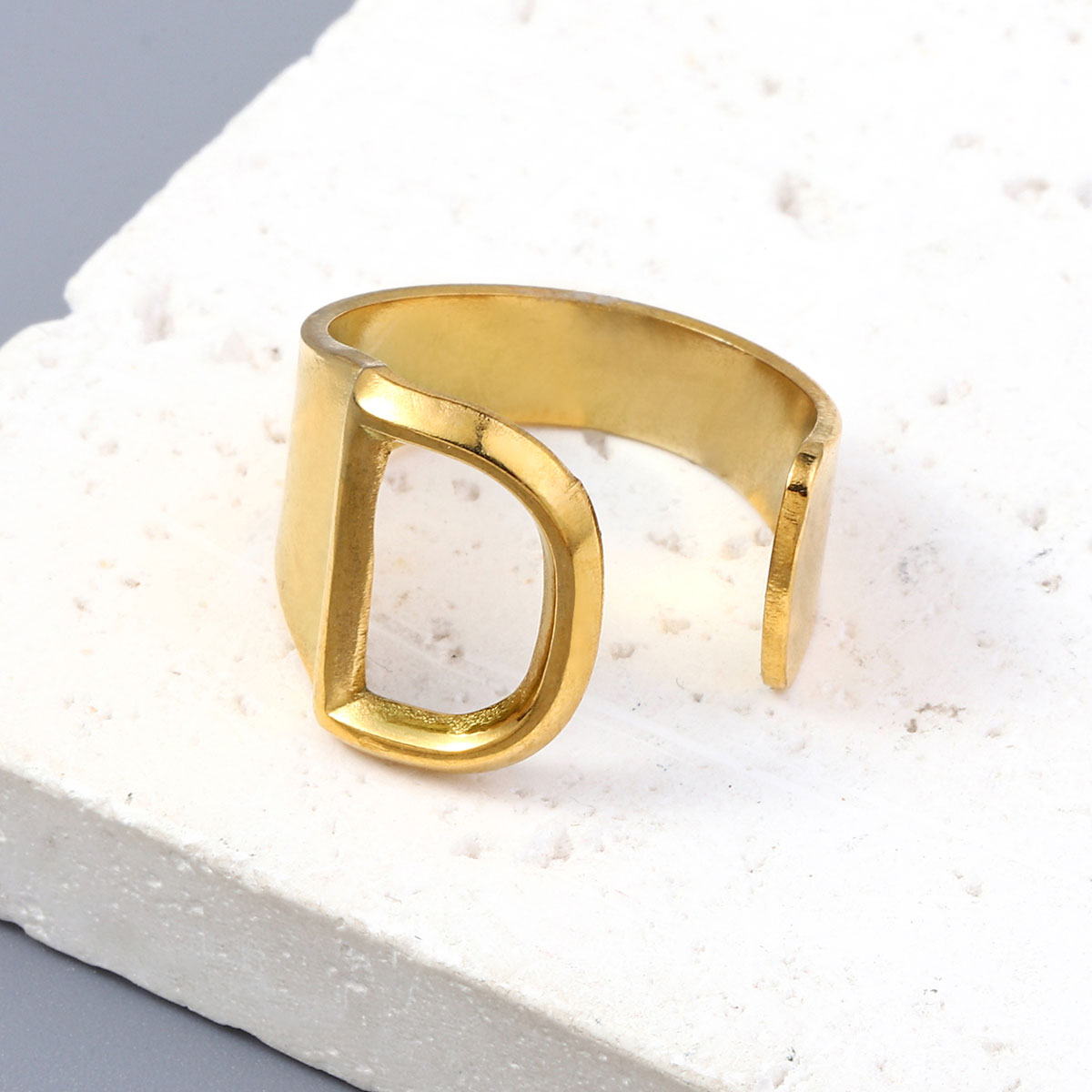 Simple Style Letter Solid Color 201 Stainless Steel Open Rings In Bulk display picture 9