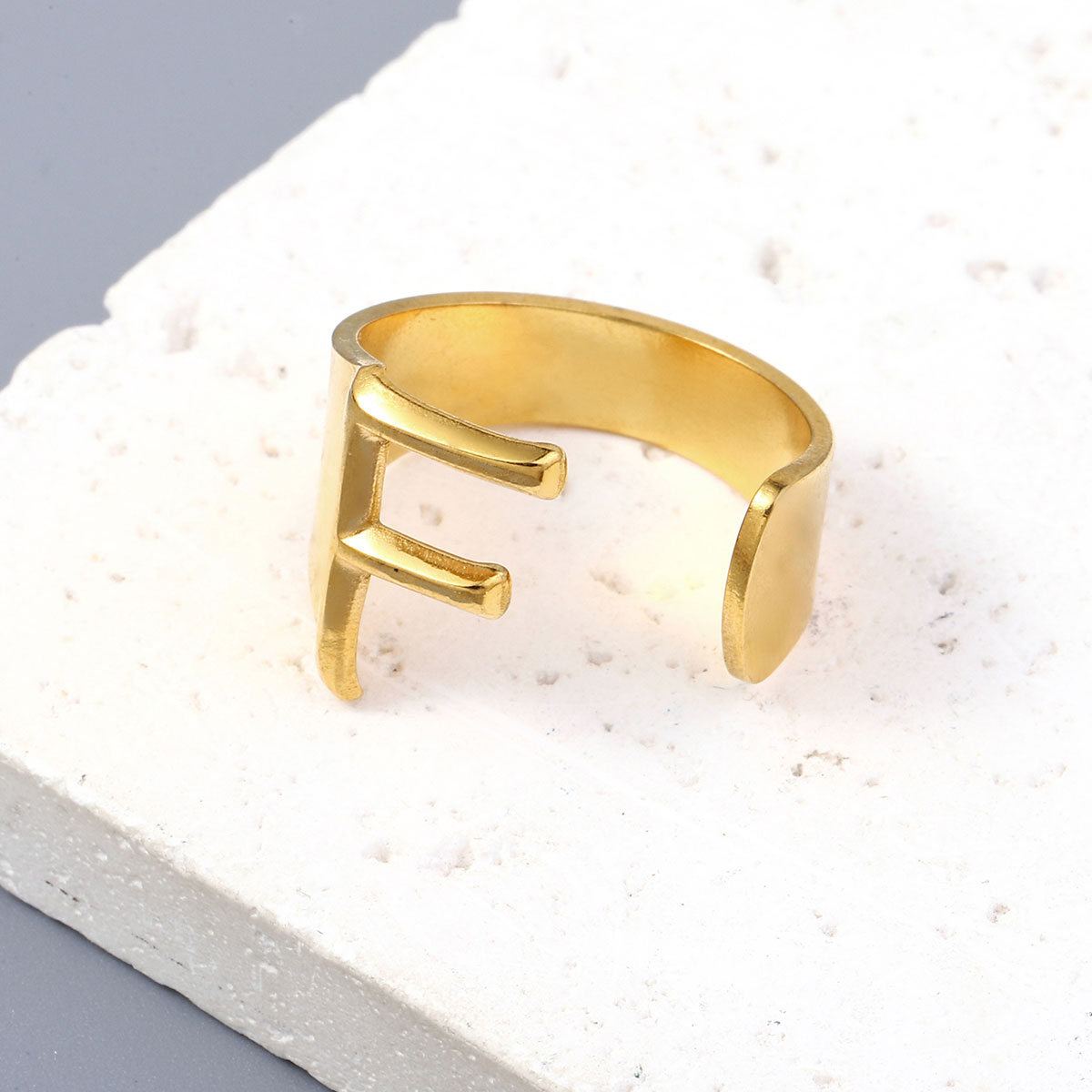 Simple Style Letter Solid Color 201 Stainless Steel Open Rings In Bulk display picture 11