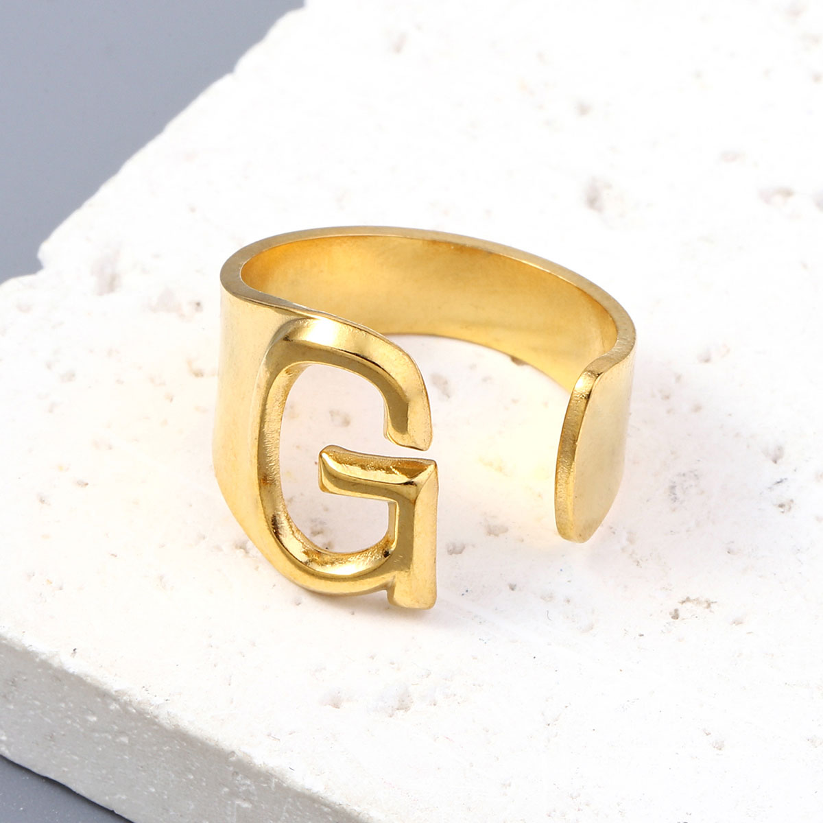 Simple Style Letter Solid Color 201 Stainless Steel Open Rings In Bulk display picture 12