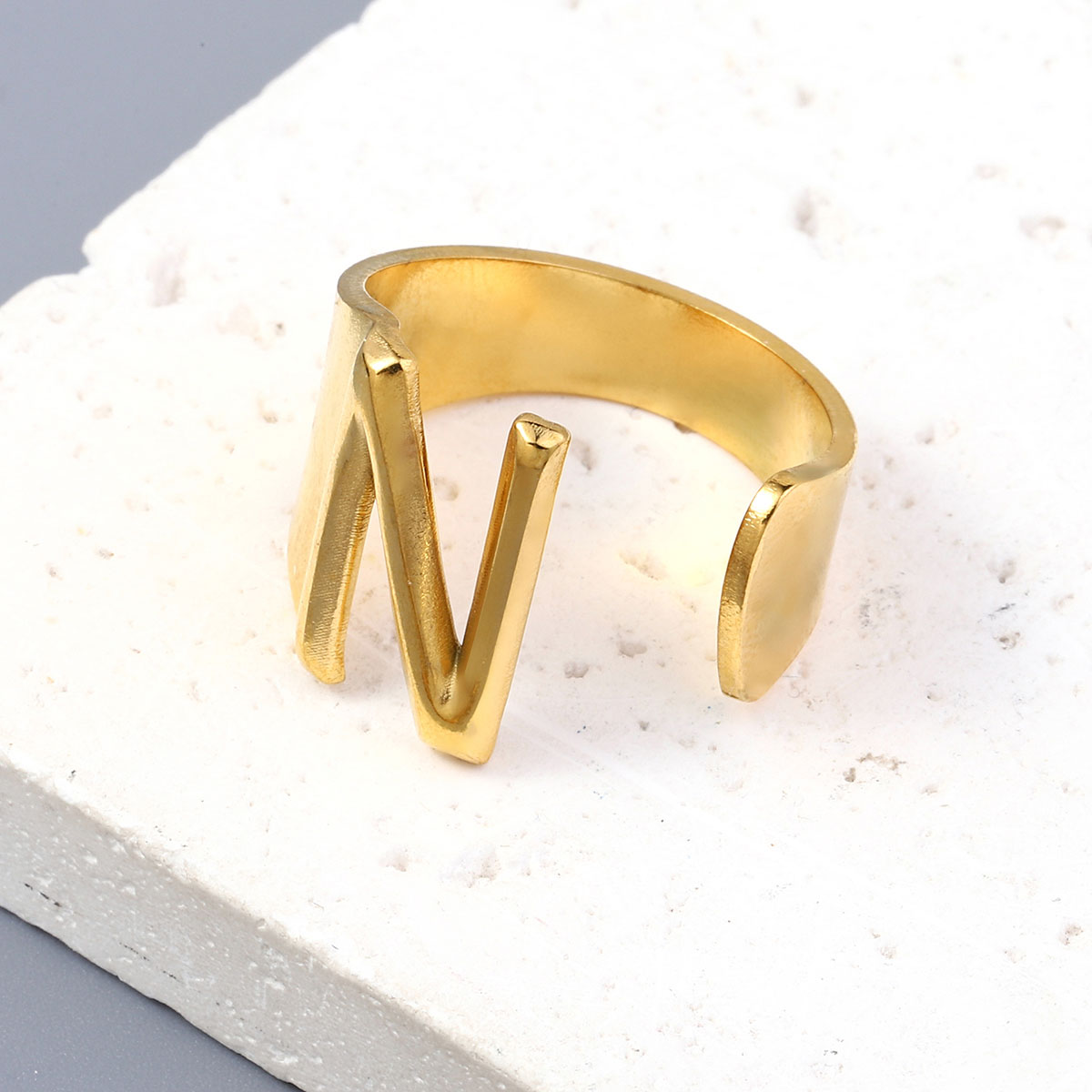Simple Style Letter Solid Color 201 Stainless Steel Open Rings In Bulk display picture 19