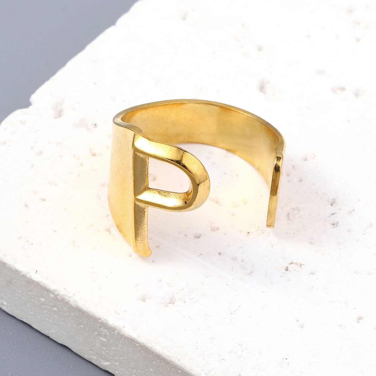 Simple Style Letter Solid Color 201 Stainless Steel Open Rings In Bulk display picture 21