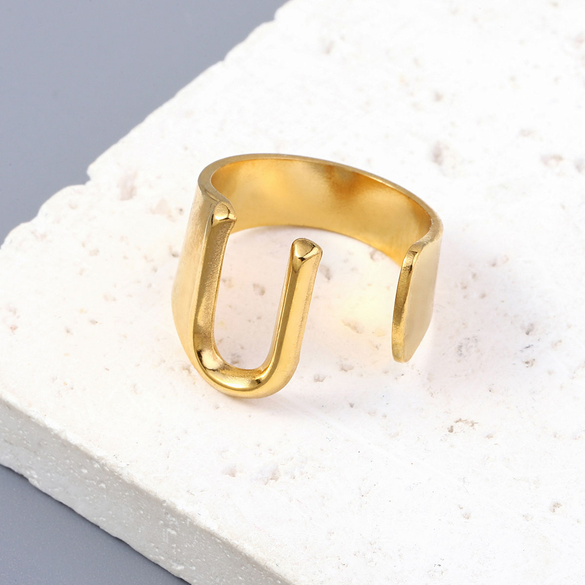 Simple Style Letter Solid Color 201 Stainless Steel Open Rings In Bulk display picture 26