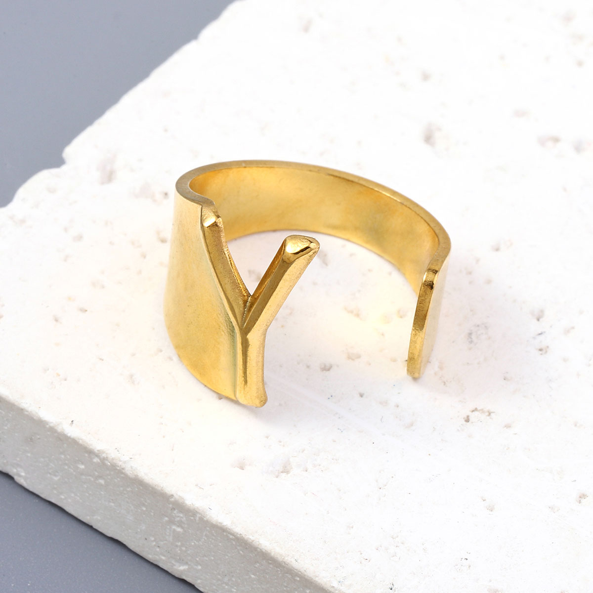 Simple Style Letter Solid Color 201 Stainless Steel Open Rings In Bulk display picture 29