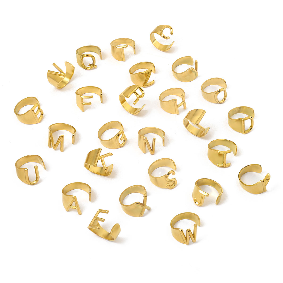 Simple Style Letter Solid Color 201 Stainless Steel Open Rings In Bulk display picture 6
