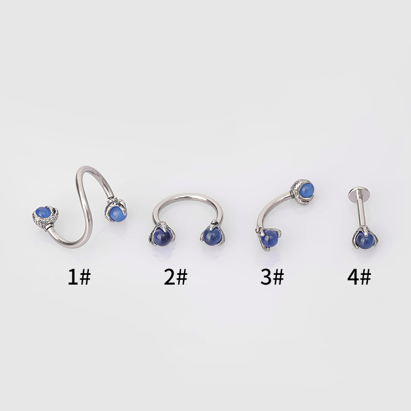 1 Piece Lip Rings Modern Style Simple Style Cool Style Irregular Curve 316L Stainless Steel  Inlay Opal Lip Rings Eyebrow Studs Nose Rings & Studs display picture 9