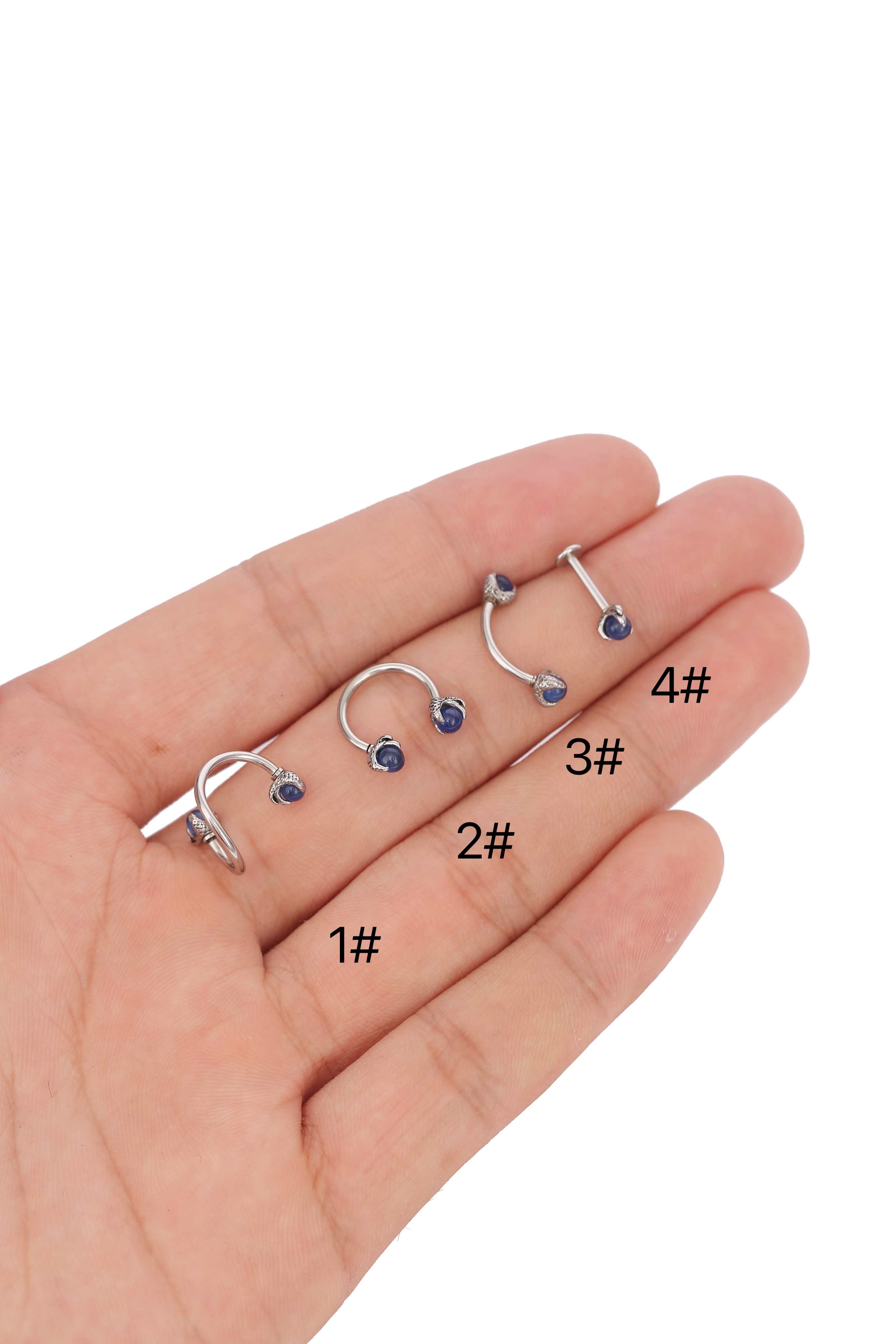 1 Piece Lip Rings Modern Style Simple Style Cool Style Irregular Curve 316L Stainless Steel  Inlay Opal Lip Rings Eyebrow Studs Nose Rings & Studs display picture 10