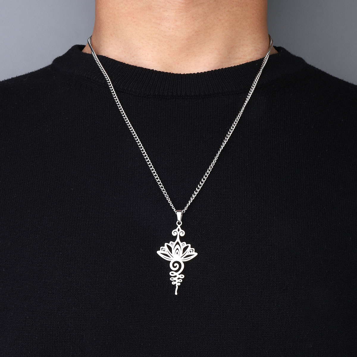 Hip-Hop Lotus 201 Stainless Steel Hollow Out Unisex Pendant Necklace display picture 4