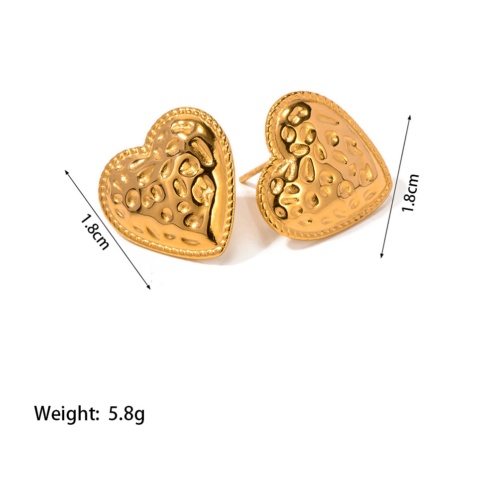 1 Pair Elegant Commute Heart Shape Hollow Out Inlay 304 Stainless Steel Artificial Rhinestones Plastic 18K Gold Plated Ear Studs display picture 3