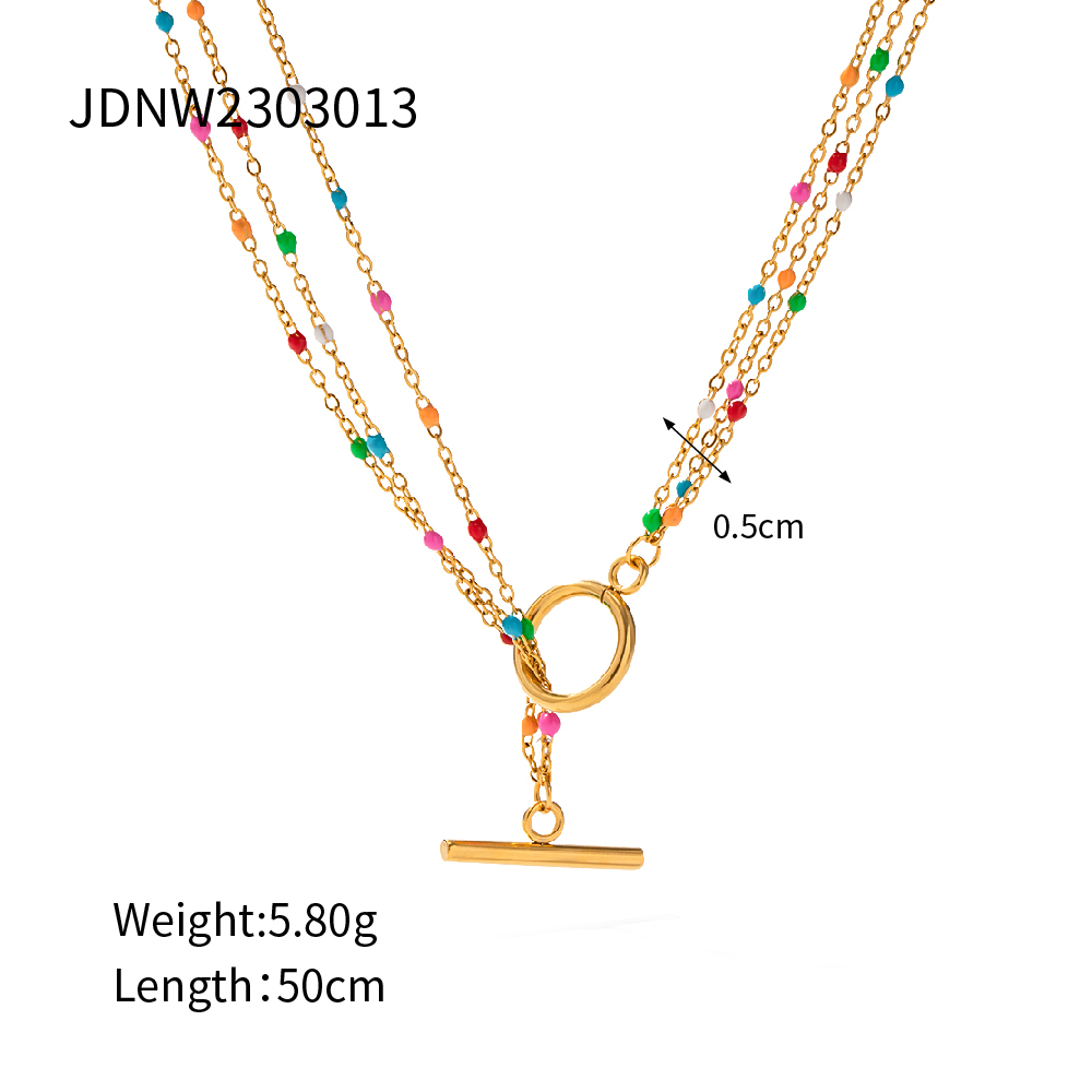 304 Stainless Steel 18K Gold Plated IG Style Simple Style Toggle Enamel Geometric Necklace display picture 1