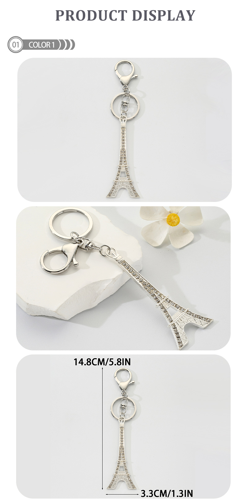 Style Moderne Style Classique Commuer Tour Eiffel Alliage Placage Pendentif De Sac Porte-Clés display picture 1