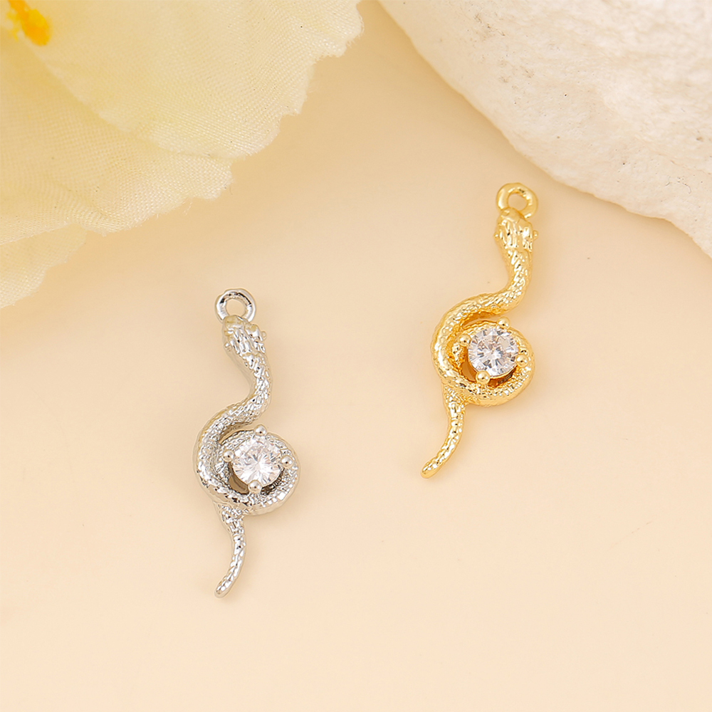 1 Piece 19*6.5mm Copper Zircon 18K Gold Plated White Gold Plated Snake Polished Pendant display picture 4