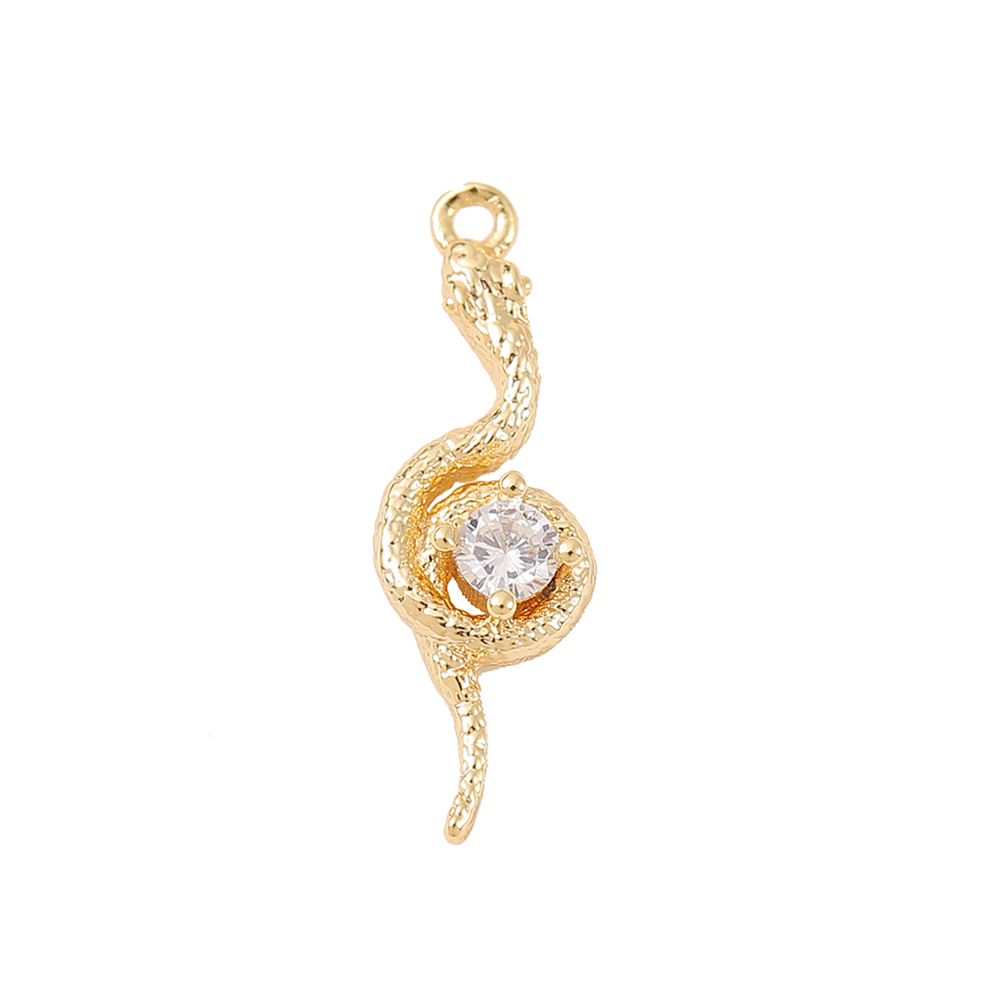 1 Piece 19*6.5mm Copper Zircon 18K Gold Plated White Gold Plated Snake Polished Pendant display picture 6