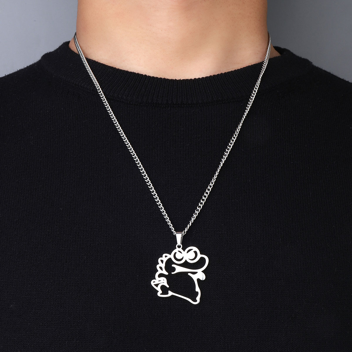 201 Stainless Steel Hip-Hop Hollow Out Dinosaur Pendant Necklace display picture 2