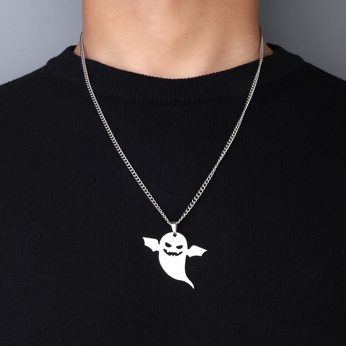 Acier Inoxydable 201 Hip Hop Ailes Fantôme Pendentif display picture 2