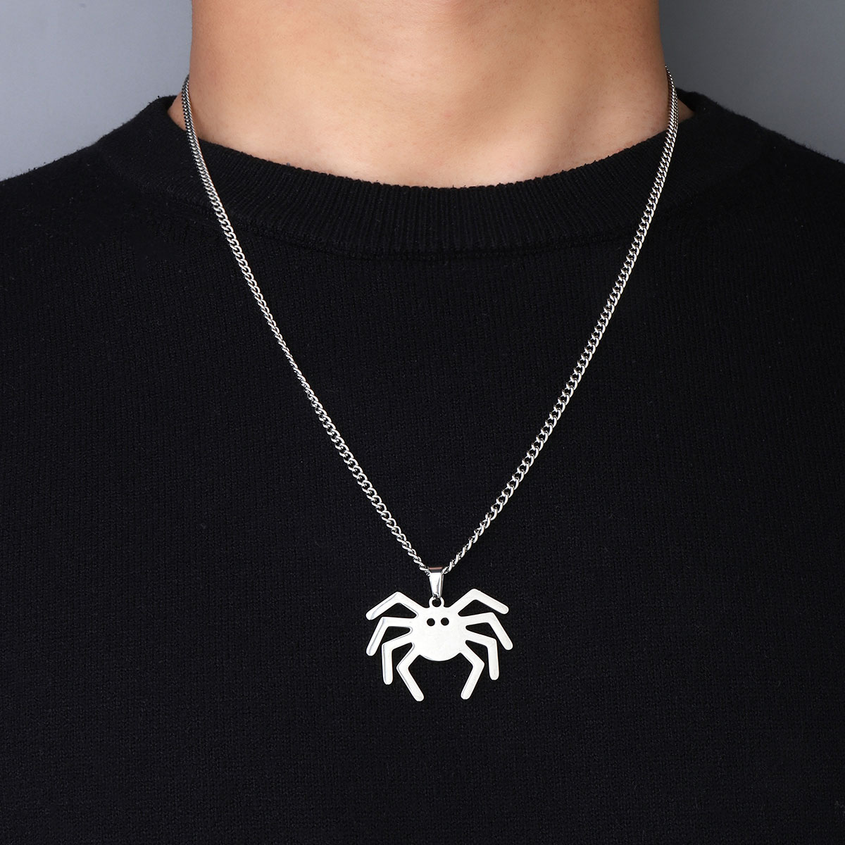 201 Stainless Steel Hip-Hop Simple Style Spider Pendant Necklace display picture 2