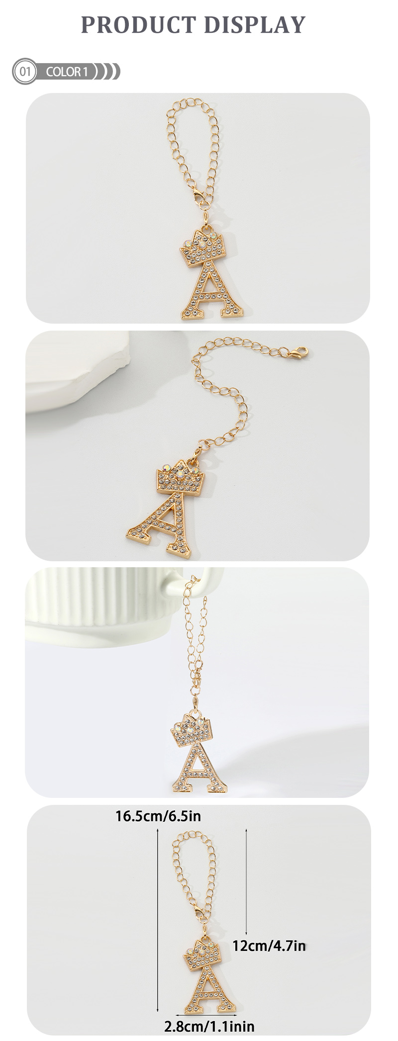 Simple Style Classic Style Commute Letter Alloy Plating Inlay Rhinestones Bag Pendant Keychain display picture 1