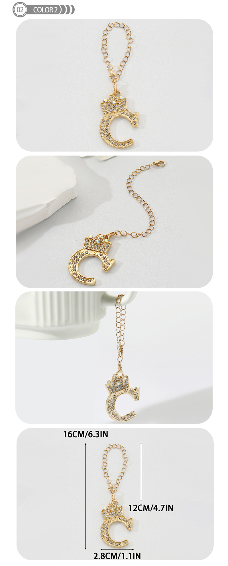 Simple Style Classic Style Commute Letter Alloy Plating Inlay Rhinestones Bag Pendant Keychain display picture 2