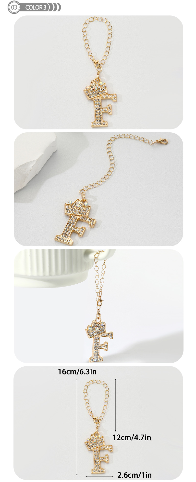 Simple Style Classic Style Commute Letter Alloy Plating Inlay Rhinestones Bag Pendant Keychain display picture 3