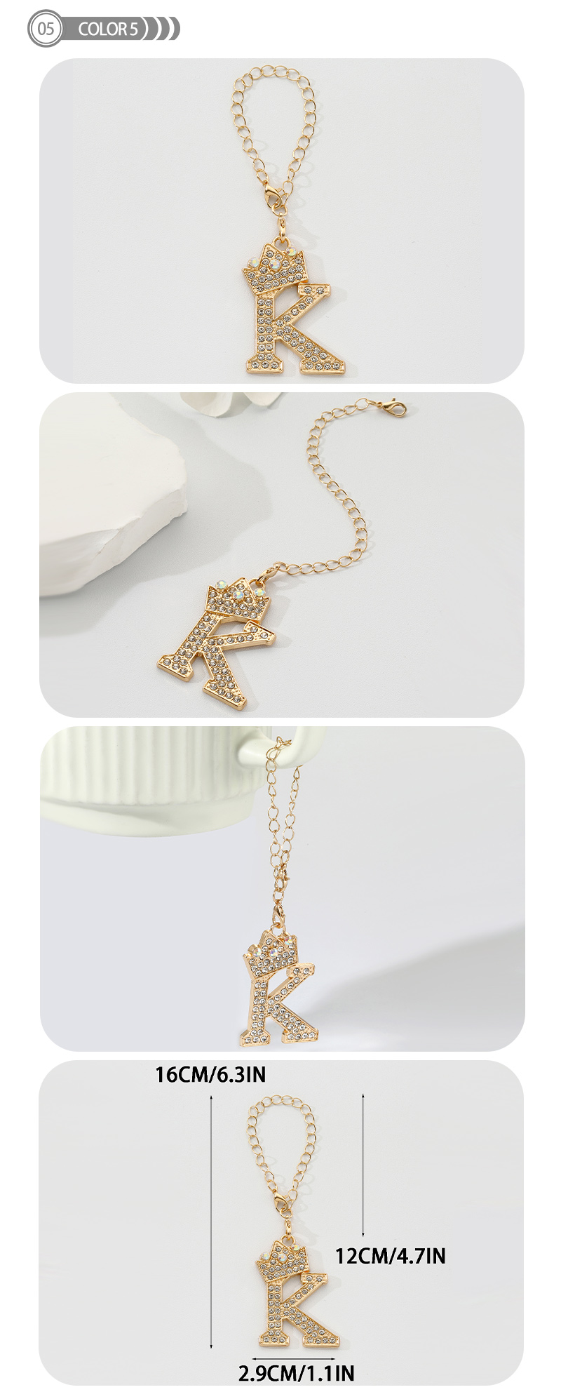 Simple Style Classic Style Commute Letter Alloy Plating Inlay Rhinestones Bag Pendant Keychain display picture 5