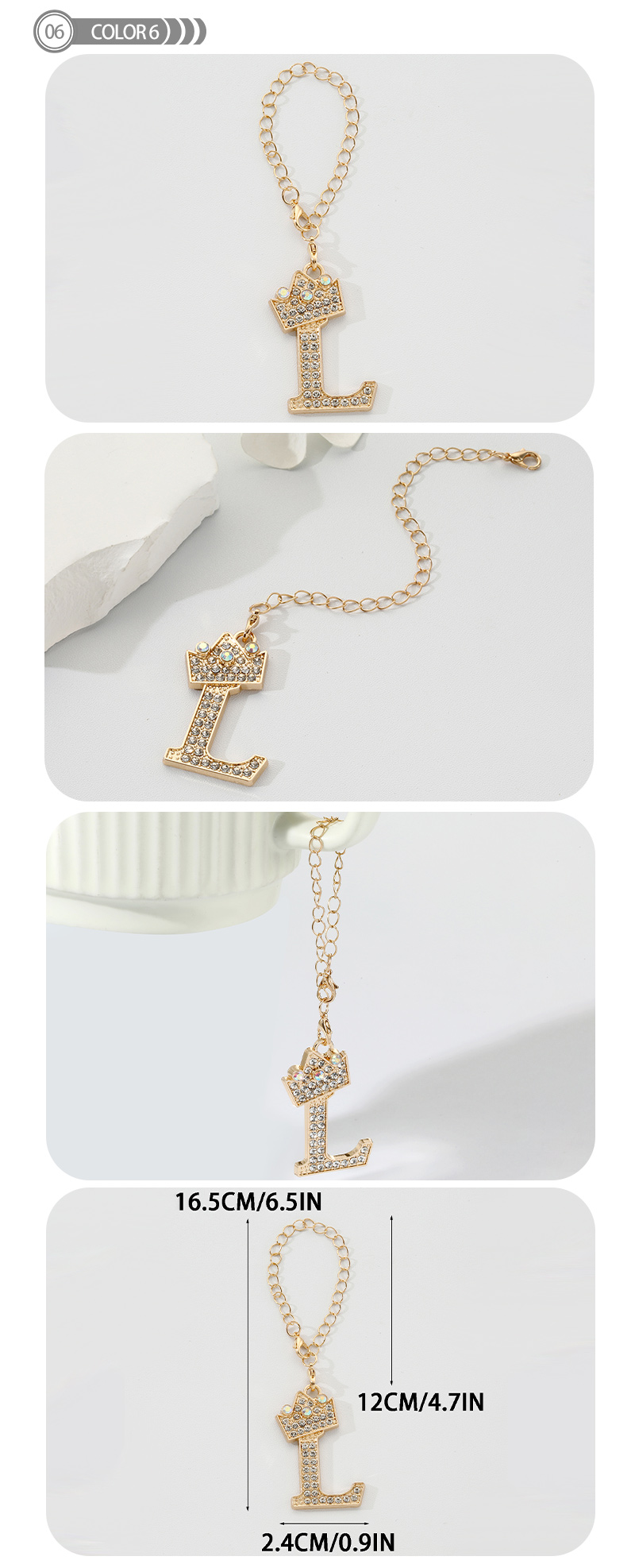 Simple Style Classic Style Commute Letter Alloy Plating Inlay Rhinestones Bag Pendant Keychain display picture 6