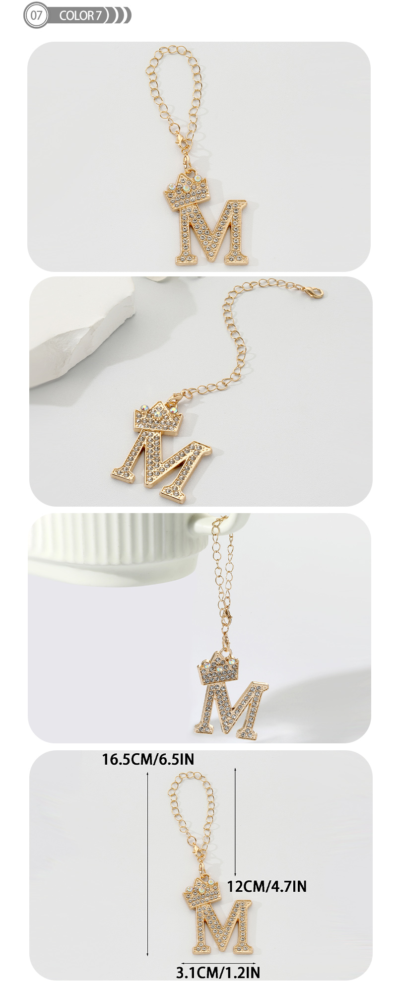Simple Style Classic Style Commute Letter Alloy Plating Inlay Rhinestones Bag Pendant Keychain display picture 7