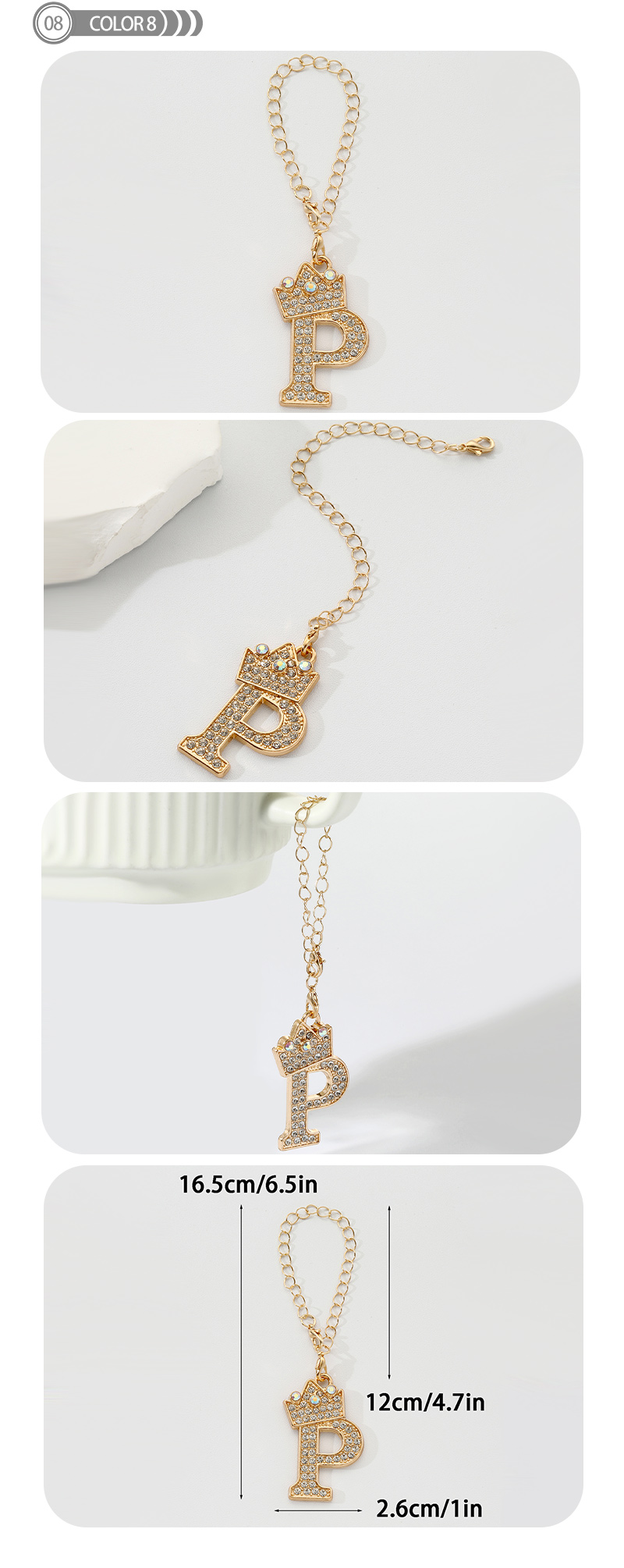 Simple Style Classic Style Commute Letter Alloy Plating Inlay Rhinestones Bag Pendant Keychain display picture 8