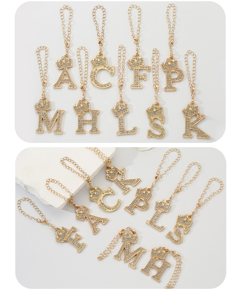Simple Style Classic Style Commute Letter Alloy Plating Inlay Rhinestones Bag Pendant Keychain display picture 10