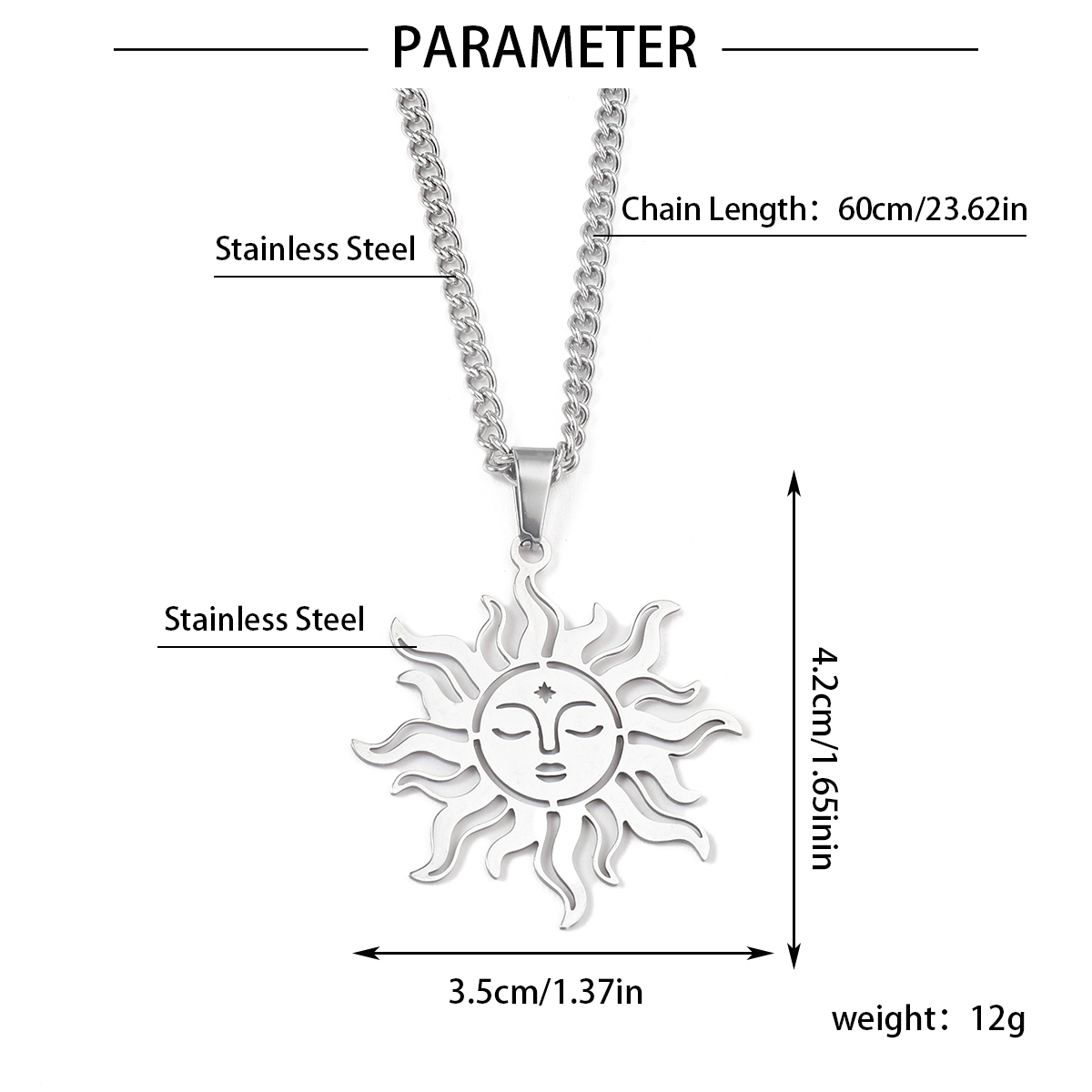 Hip-Hop Sun Smiley Face 201 Stainless Steel Hollow Out Unisex Pendant Necklace display picture 4