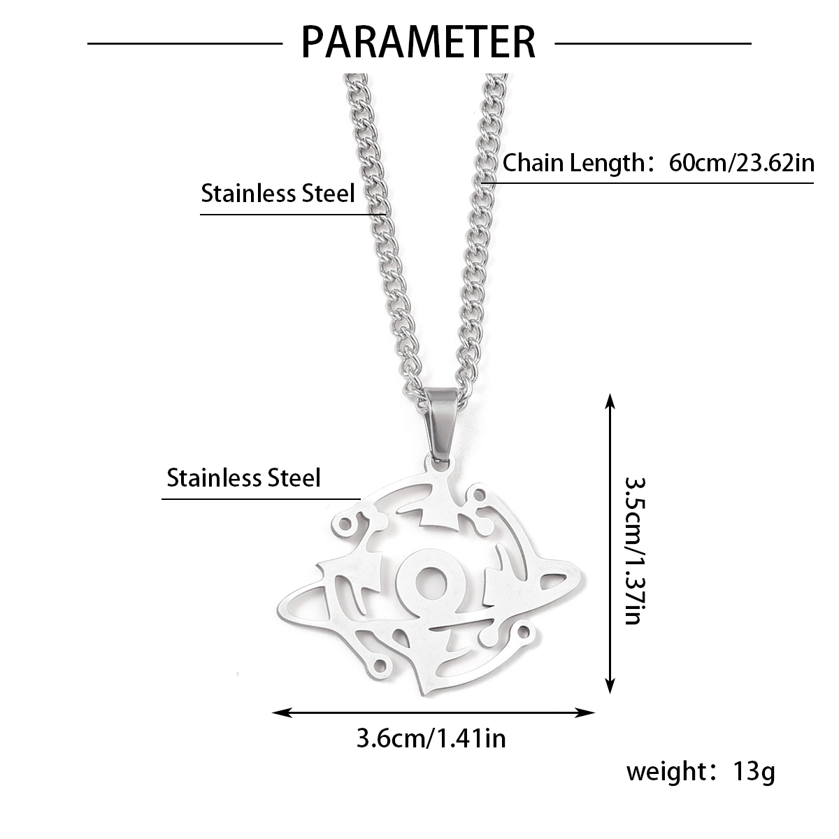 201 Stainless Steel Hip-Hop Modern Style Cool Style Universe Pendant Necklace display picture 4