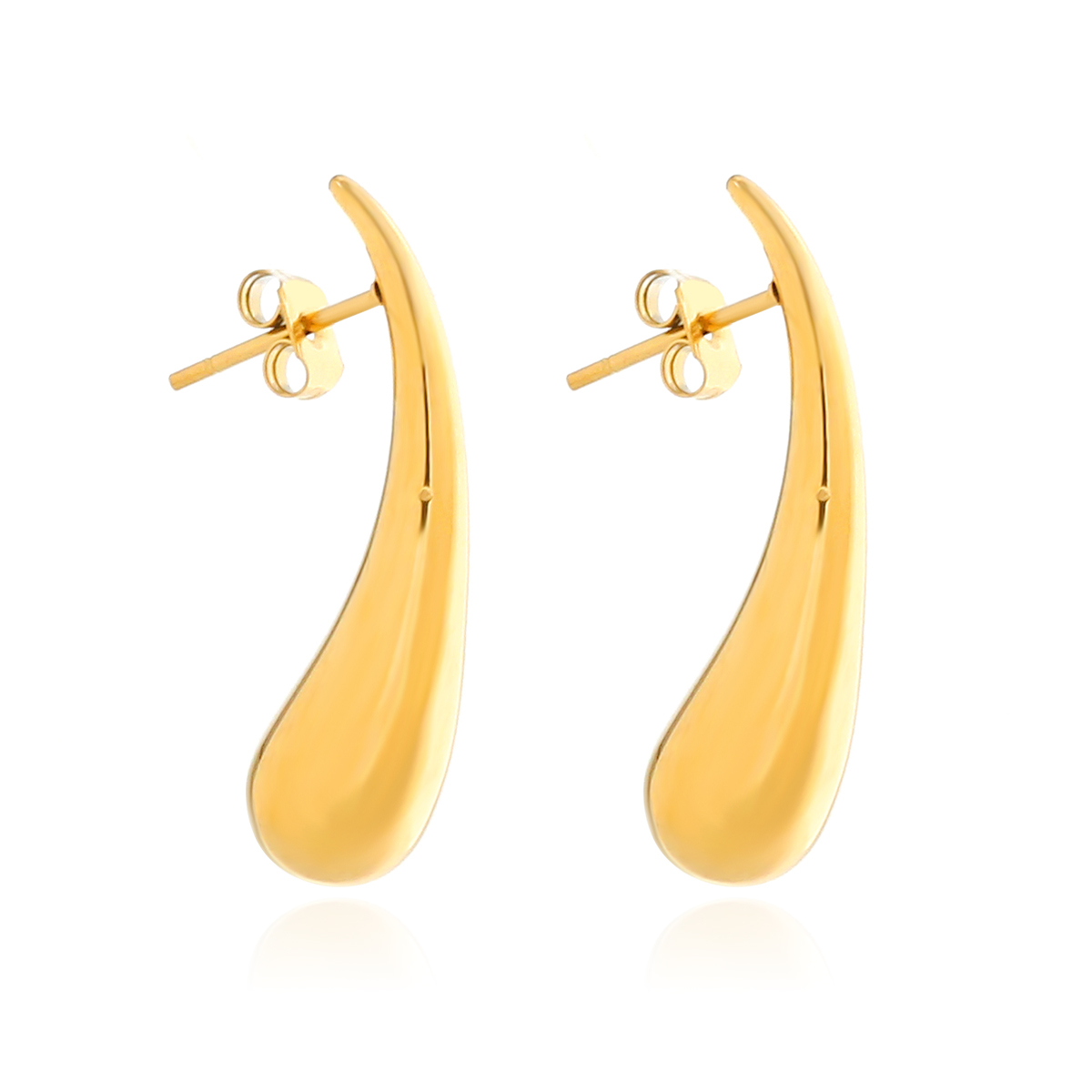 1 Pair Simple Style Classic Style Water Droplets Plating 304 Stainless Steel 18K Gold Plated Ear Studs display picture 1