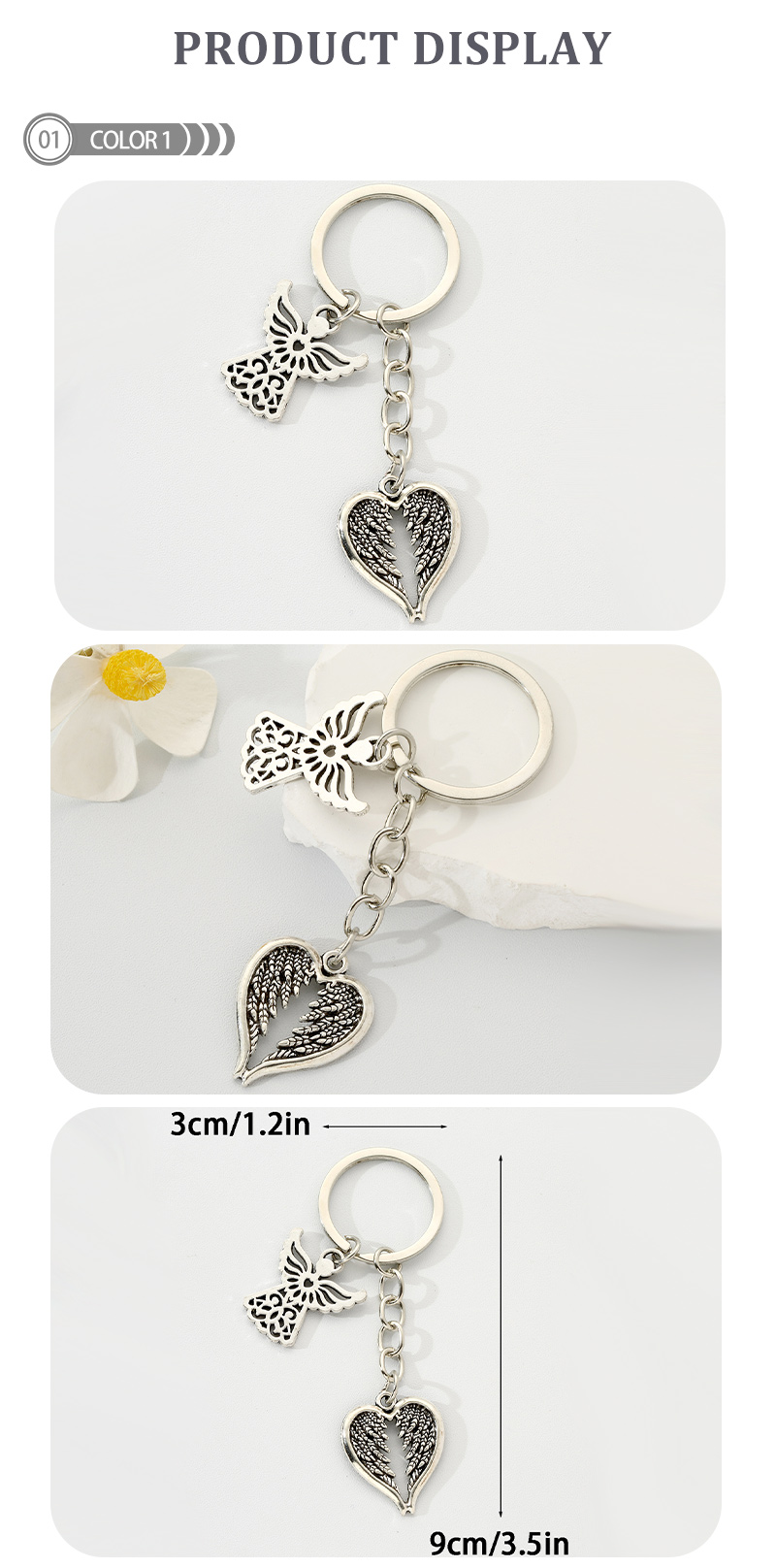 Simple Style Classic Style Commute Angel Wings Heart Shape Alloy Plating Bag Pendant Keychain display picture 1