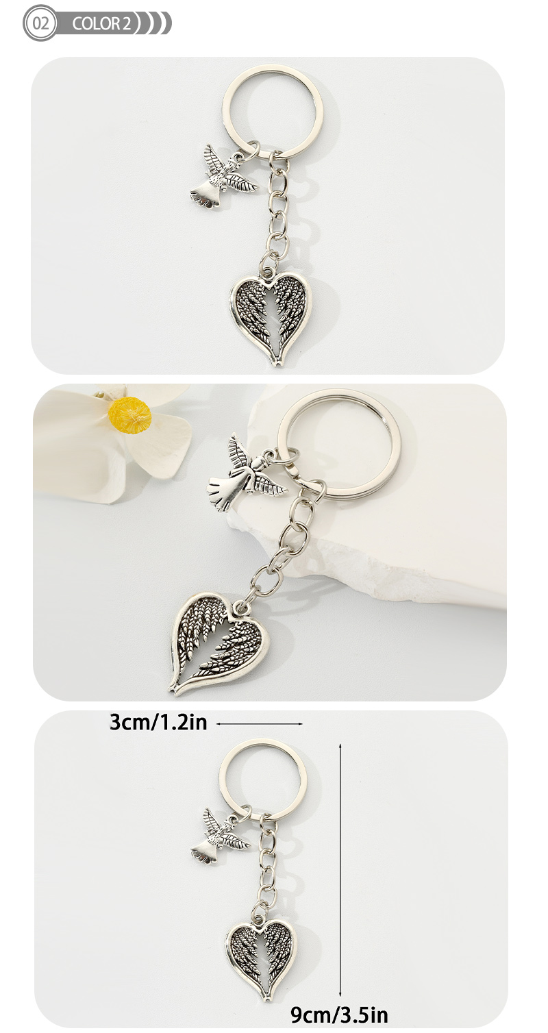 Simple Style Classic Style Commute Angel Wings Heart Shape Alloy Plating Bag Pendant Keychain display picture 2