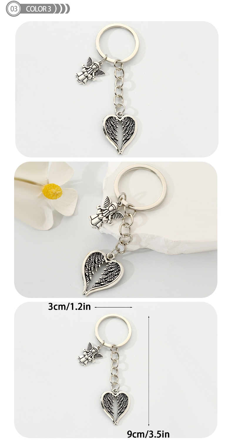 Simple Style Classic Style Commute Angel Wings Heart Shape Alloy Plating Bag Pendant Keychain display picture 3
