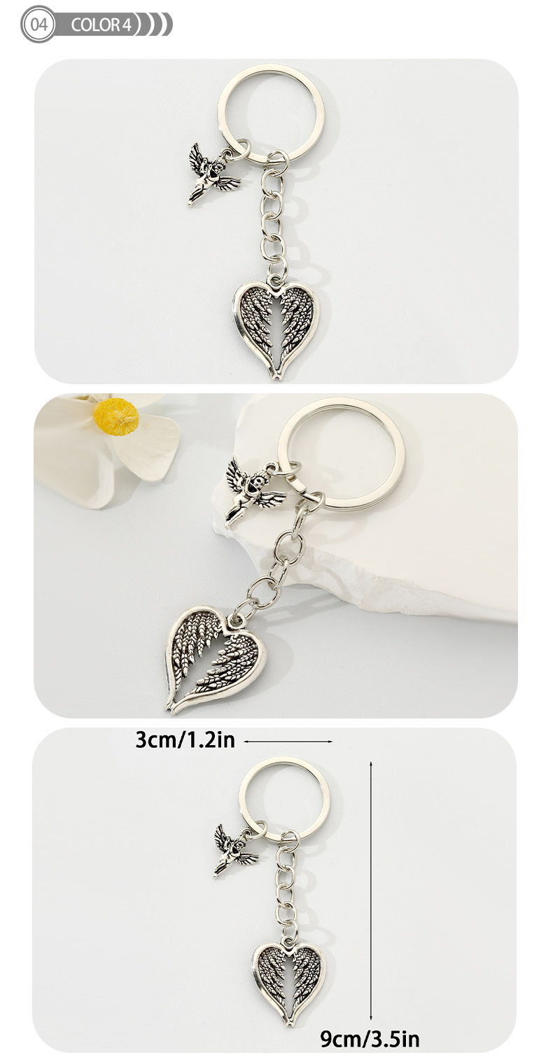 Simple Style Classic Style Commute Angel Wings Heart Shape Alloy Plating Bag Pendant Keychain display picture 4