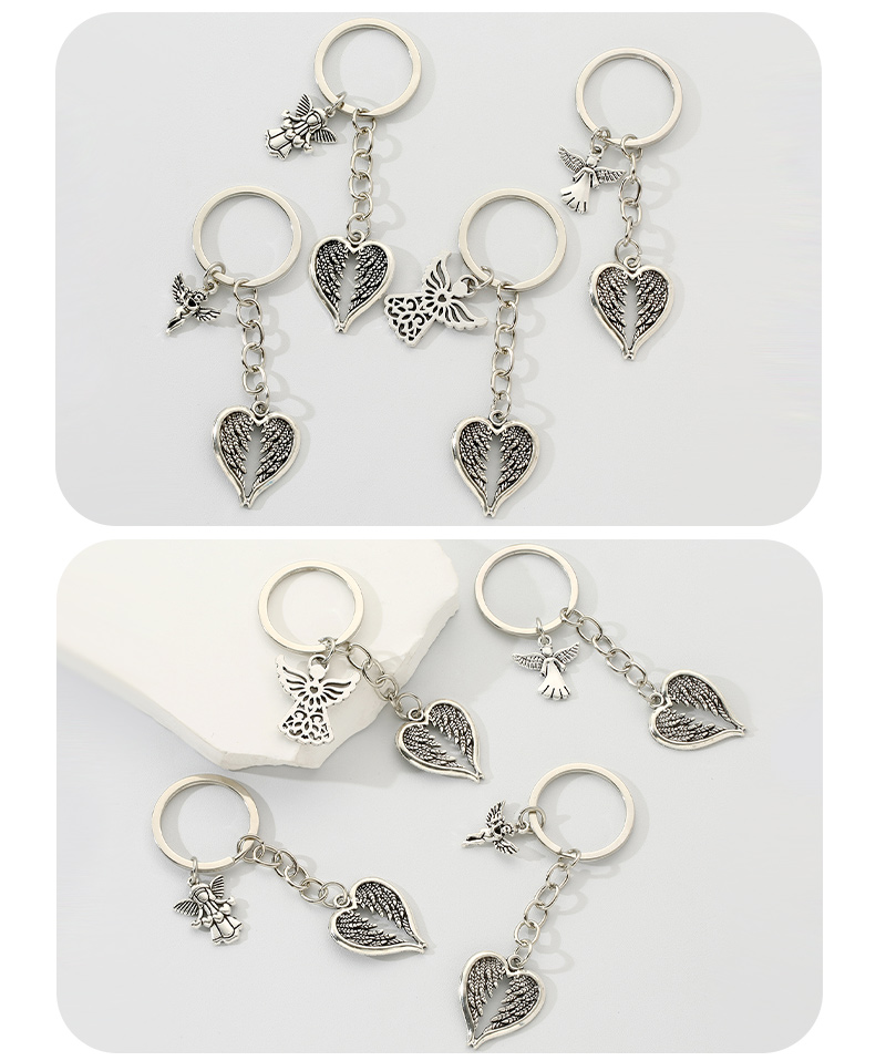 Simple Style Classic Style Commute Angel Wings Heart Shape Alloy Plating Bag Pendant Keychain display picture 5